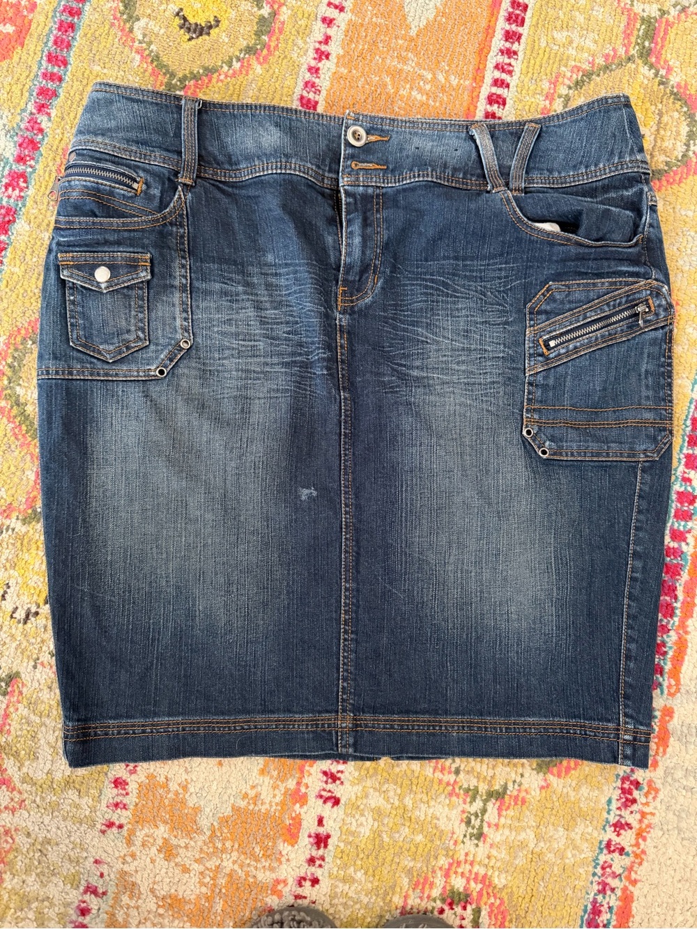 Lane Bryant 18 Dark Blue Denim Pencil Skirt - Classic Casual- back slit
